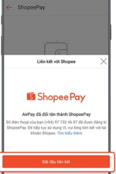 Chọn và đăng nhập vào ví ShopeePay để kết nối với tài khoản trên Shopee