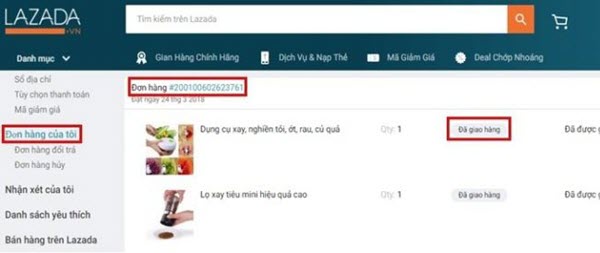 Tìm đổi trả hàng tại mục Đơn hàng của tôi - Cách đổi trả hàng hoàn tiền trên Lazada