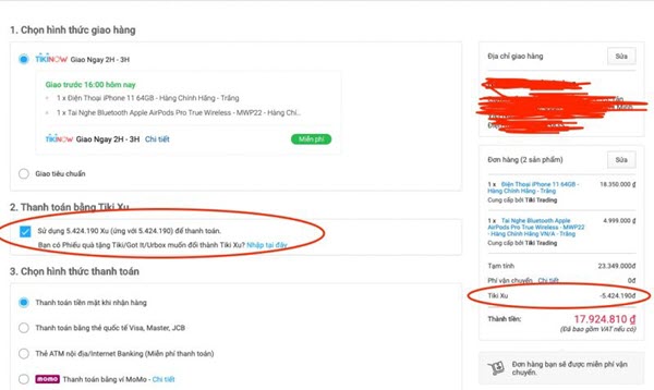 Cách dùng tiki xu trong việc mua sắm, thanh toán đơn hàng