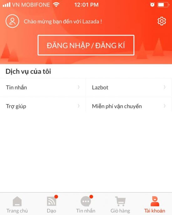 Đăng nhập đăng ký tài khoản trên Lazada