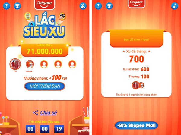 Mời thêm bạn để nhận được nhiều xu nhất có thể - Cách vào game lắc siêu xu trên Shopee