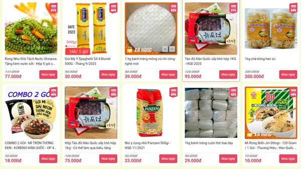 Quầy đồ khô mì - Đi chợ online tại nhà
