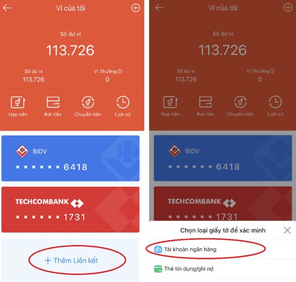 Chọn thêm liên kết để kết nối với tài khoản ngân hàng của bạn