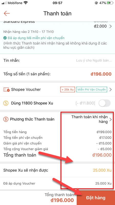 Chuẩn bị sẵn bước thanh toán và đợi đến giờ voucher có hiệu lực để hoàn thành đặt mua