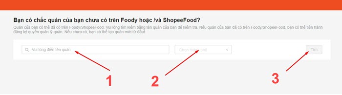 Kiểm tra thông tin quán xem đã tồn tại trên hệ thống Shopeefood chưa