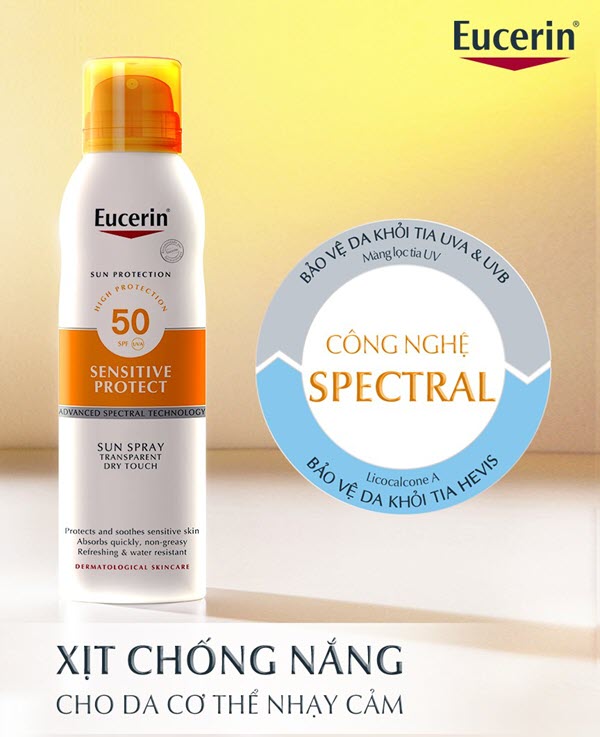 Kem chống nắng Eucerin Sun Spray Transparent SPF50+