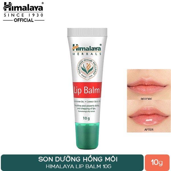 Hồng môi, bóng mịn khi bạn dùng son trị thâm môi Himalaya Herbals Lip Balm