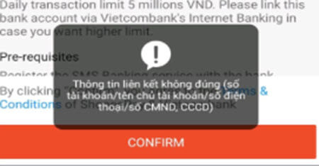Thông tin CCCD CMND Số điện thoại không trùng khớp